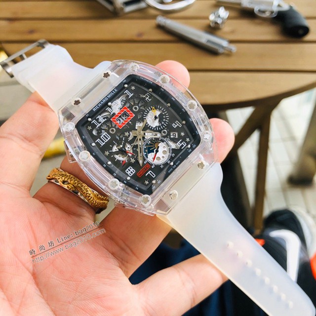 理查德米勒Richard Mille全球限量版本 水晶全透明玻璃鑫多功能複雜機械腕表  gjs2204